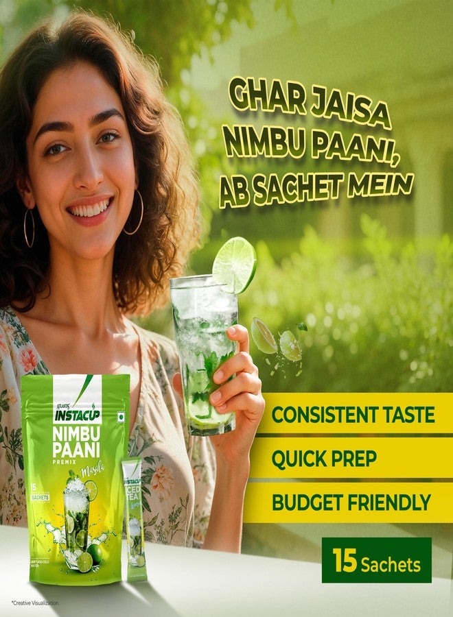 ATLANTIS Instacup Nimbu Paani Premix Single Serve Sachets | Perfect for Travel | Natural Lemon Flavor | Consistent Taste | Quick Prep | FSSAI and BRCGS Certified Manufacturer | Pack of 15 - Image 2