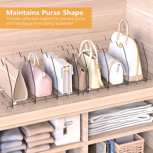 Ronlap Purse Storage Organizer for Closet, Clear Closet Bag Storage Dividers Rack Shelf Purse Dividers for Closet Organization Handbag Separators Closet Purse Organizers and Storage, 2 Pack, Clear - Image 5