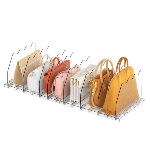 Ronlap Purse Storage Organizer for Closet, Clear Closet Bag Storage Dividers Rack Shelf Purse Dividers for Closet Organization Handbag Separators Closet Purse Organizers and Storage, 2 Pack, Clear - Image 1
