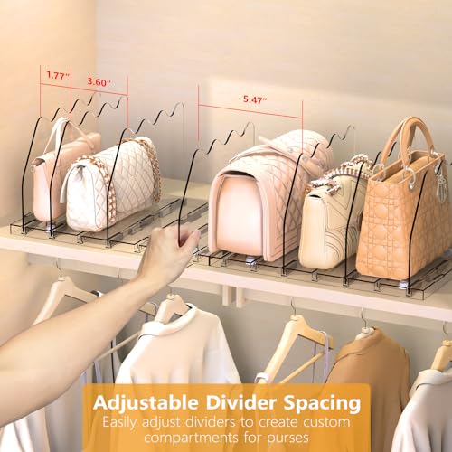 Ronlap Purse Storage Organizer for Closet, Clear Closet Bag Storage Dividers Rack Shelf Purse Dividers for Closet Organization Handbag Separators Closet Purse Organizers and Storage, 2 Pack, Clear - Image 4