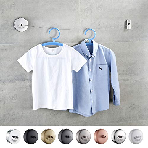 JOOM Retractable Clothesline Stainless Steel Heavy Duty 9Feet(MAX) for Hanging Drying in Bathroom Laundry Hotels, Chrome Finish,Round Style (White) - Image 2