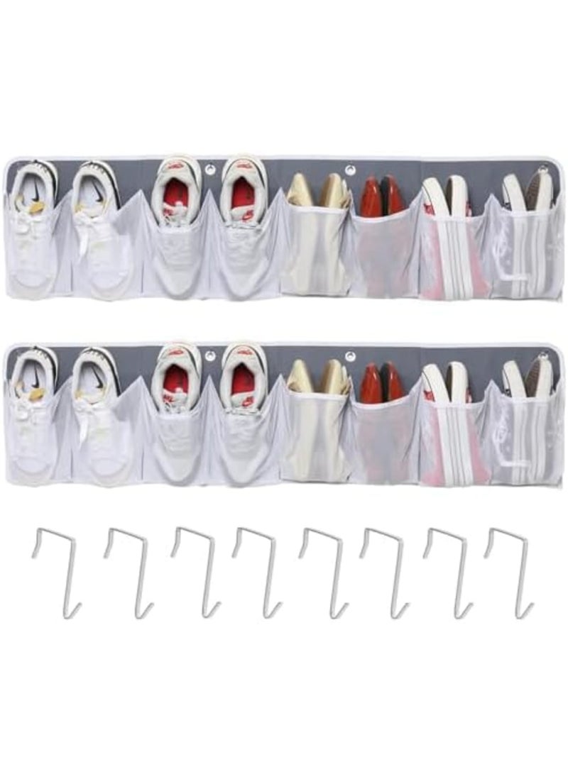 SYOSI 2 Pack RV Shoe Pockets Bedside Storage Organizer - Bed Hanging Pocket Organizer, 16 Large Pocket Wall Mounted Entryway Shoes Rack, Bedside Caddy for Shoes, Toys - RV Camper Essentials(White) - Image 1