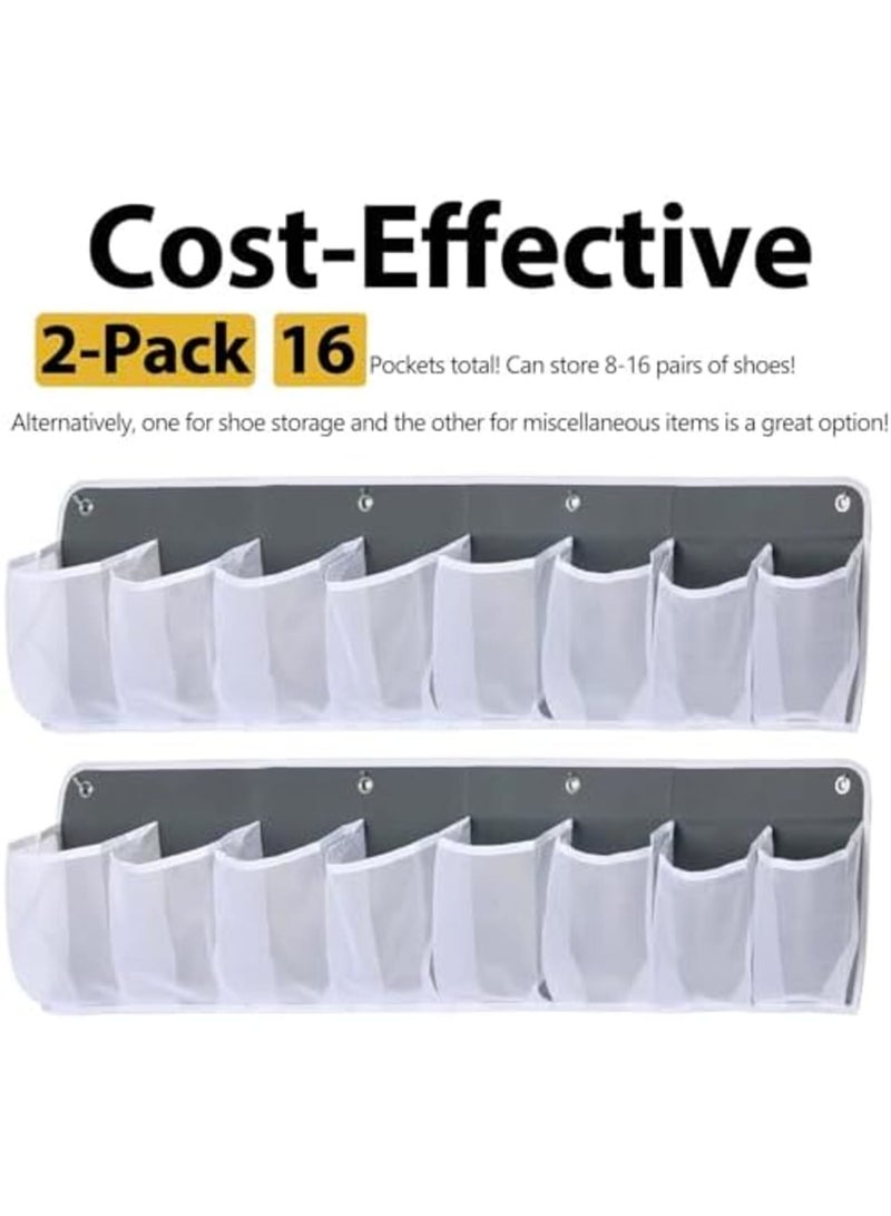 SYOSI 2 Pack RV Shoe Pockets Bedside Storage Organizer - Bed Hanging Pocket Organizer, 16 Large Pocket Wall Mounted Entryway Shoes Rack, Bedside Caddy for Shoes, Toys - RV Camper Essentials(White) - Image 2