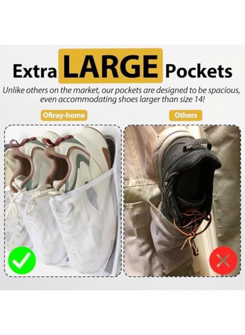 SYOSI 2 Pack RV Shoe Pockets Bedside Storage Organizer - Bed Hanging Pocket Organizer, 16 Large Pocket Wall Mounted Entryway Shoes Rack, Bedside Caddy for Shoes, Toys - RV Camper Essentials(White) - Image 3