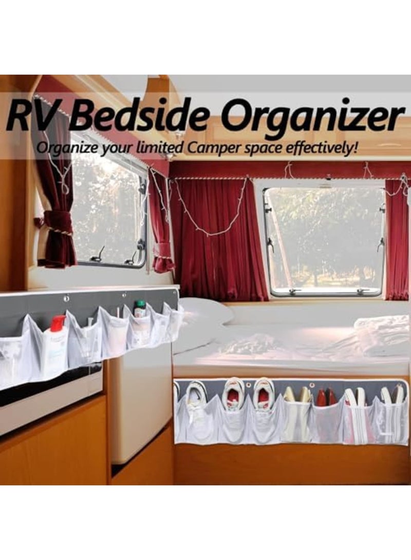 SYOSI 2 Pack RV Shoe Pockets Bedside Storage Organizer - Bed Hanging Pocket Organizer, 16 Large Pocket Wall Mounted Entryway Shoes Rack, Bedside Caddy for Shoes, Toys - RV Camper Essentials(White) - Image 4