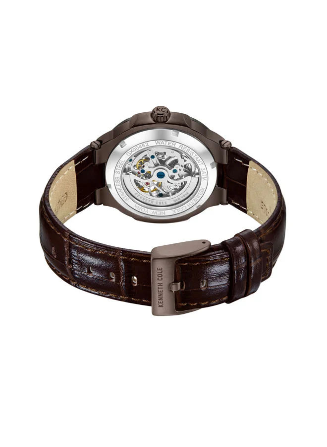Kenneth Cole New York 45.5mm Analog Men's Watch with Brown Genuine Leather Strap