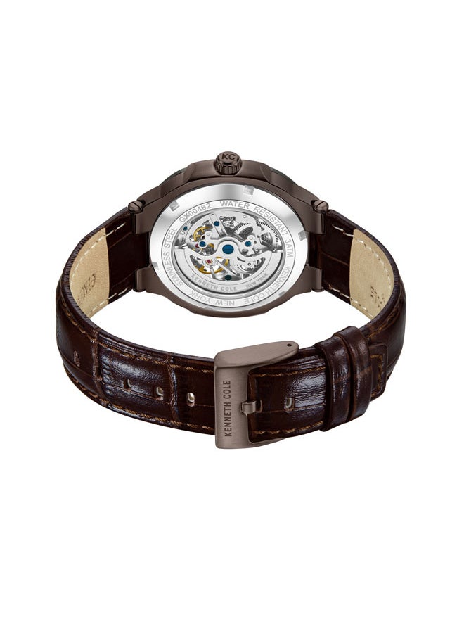 Kenneth Cole New York 45.5mm Analog Men's Watch with Brown Genuine Leather Strap  - Image 3