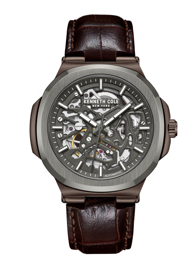Kenneth Cole New York 45.5mm Analog Men's Watch with Brown Genuine Leather Strap  - Image 1