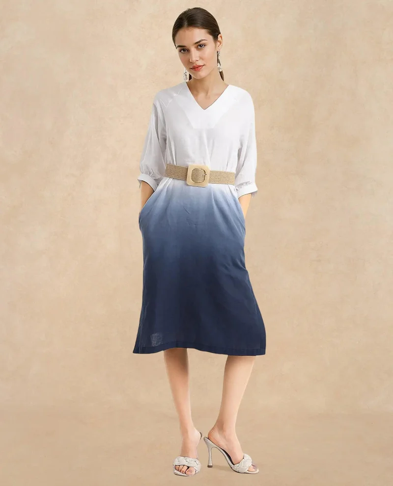Rareism Women's Elegant Ombre Midi Dress