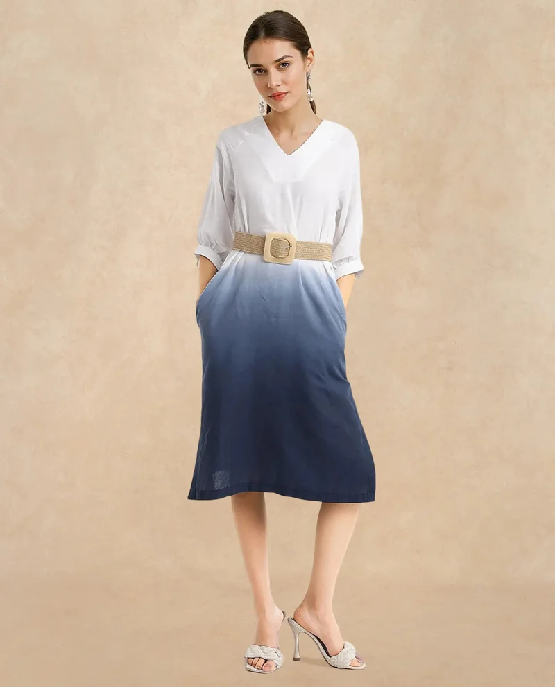 Rareism Women's Elegant Ombre Midi Dress