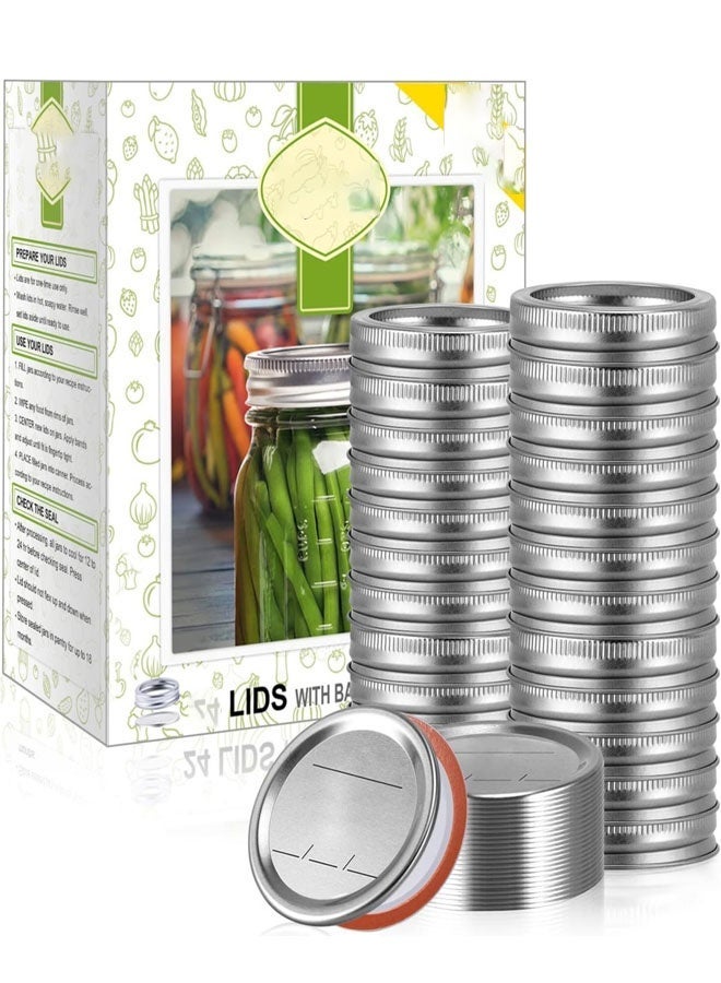 48Pcs Canning Lids with Rings Regular Mouth, Premium Mason Jar Lids with Bands/Rings for Ball, Kerr Jars - Food Grade Material, 100% Fit u0026 Airtight for Regular Mouth Mason Jars - Image 1