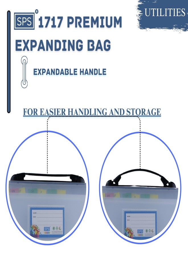 اس بي اس مجلد ملفات قابل للتوسيع بـ 13 جيبًا من نوع SPS مزود بإبزيم إغلاق وفهرس ملصقات ومقبض للمستندات بحجم A4/Foolscap/المستندات القانونية (أسود شفاف) - Image 3
