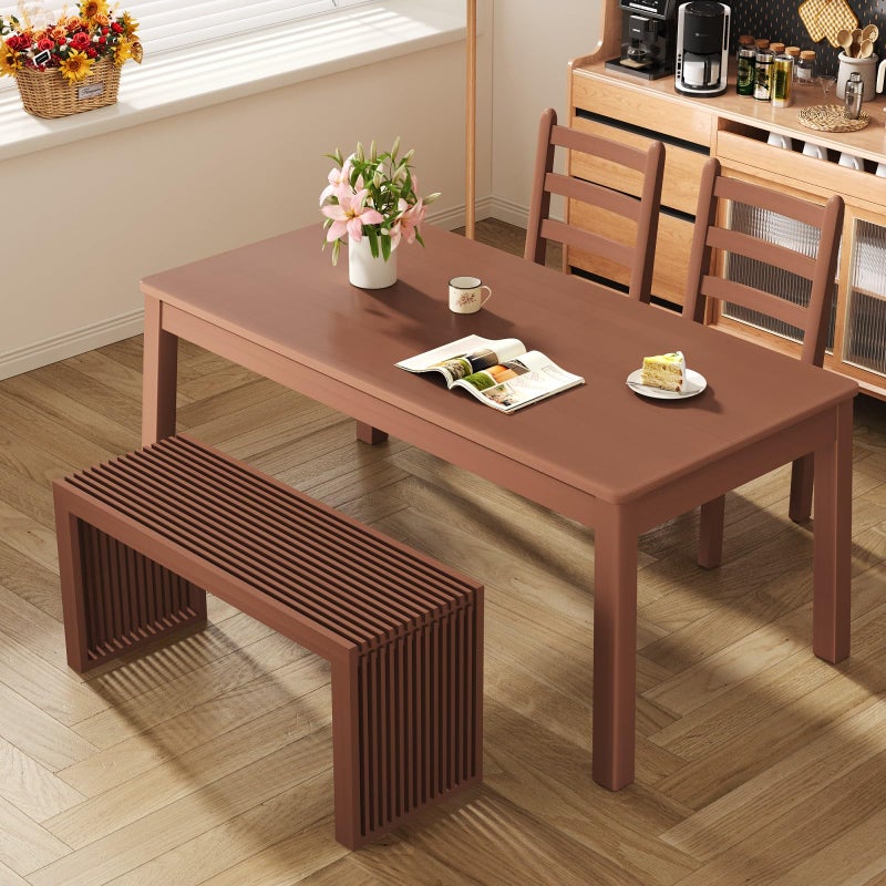 APRTAT Bamboo Dining Bench, 35 inch Farmhouse Decor Indoor Kitchen Table Bench, Entryway Shoe Rack Bench, Outdoor Bench, Solid Bamboo Benches for Living Room, Hallway, Bedroom, Bathroom (Walnut, Long) - Image 4