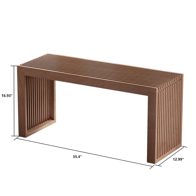 APRTAT Bamboo Dining Bench, 35 inch Farmhouse Decor Indoor Kitchen Table Bench, Entryway Shoe Rack Bench, Outdoor Bench, Solid Bamboo Benches for Living Room, Hallway, Bedroom, Bathroom (Walnut, Long) - Image 3