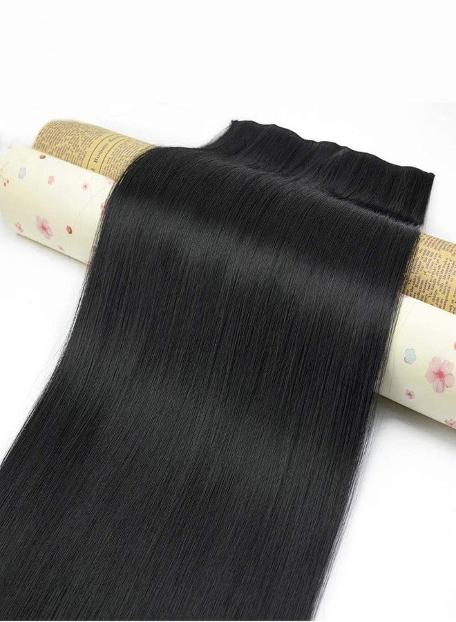 BLUSHIA Women's 5 Clip Straight Hair Extension (Black, 24 Inch) - Image 4