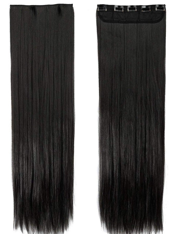 BLUSHIA Women's 5 Clip Straight Hair Extension (Black, 24 Inch) - Image 5