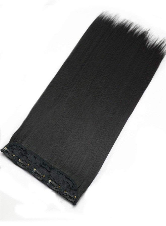 BLUSHIA Women's 5 Clip Straight Hair Extension (Black, 24 Inch) - Image 3