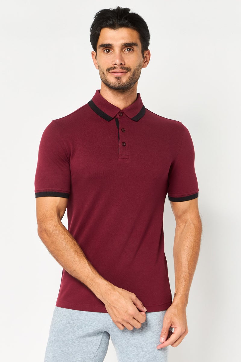 PUMA تي شيرت بولو قصير الأكمام للرجال، رياضي، خارجي، ماروني - Image 1