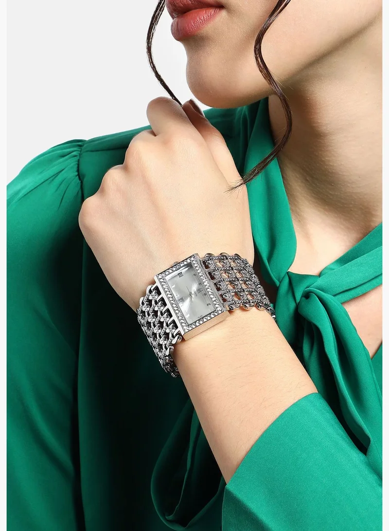 Haute Sauce Stainless Steel Strap Casual Rectangular Analog Watch For Women