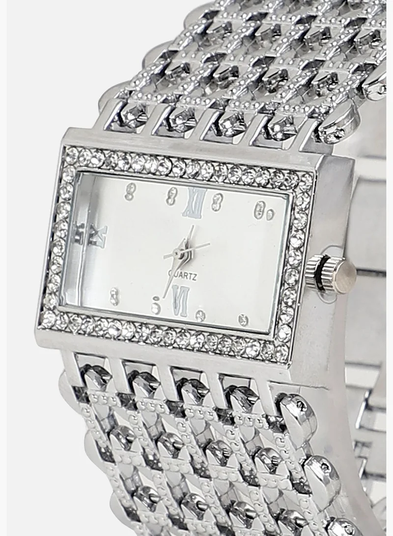 Haute Sauce Stainless Steel Strap Casual Rectangular Analog Watch For Women