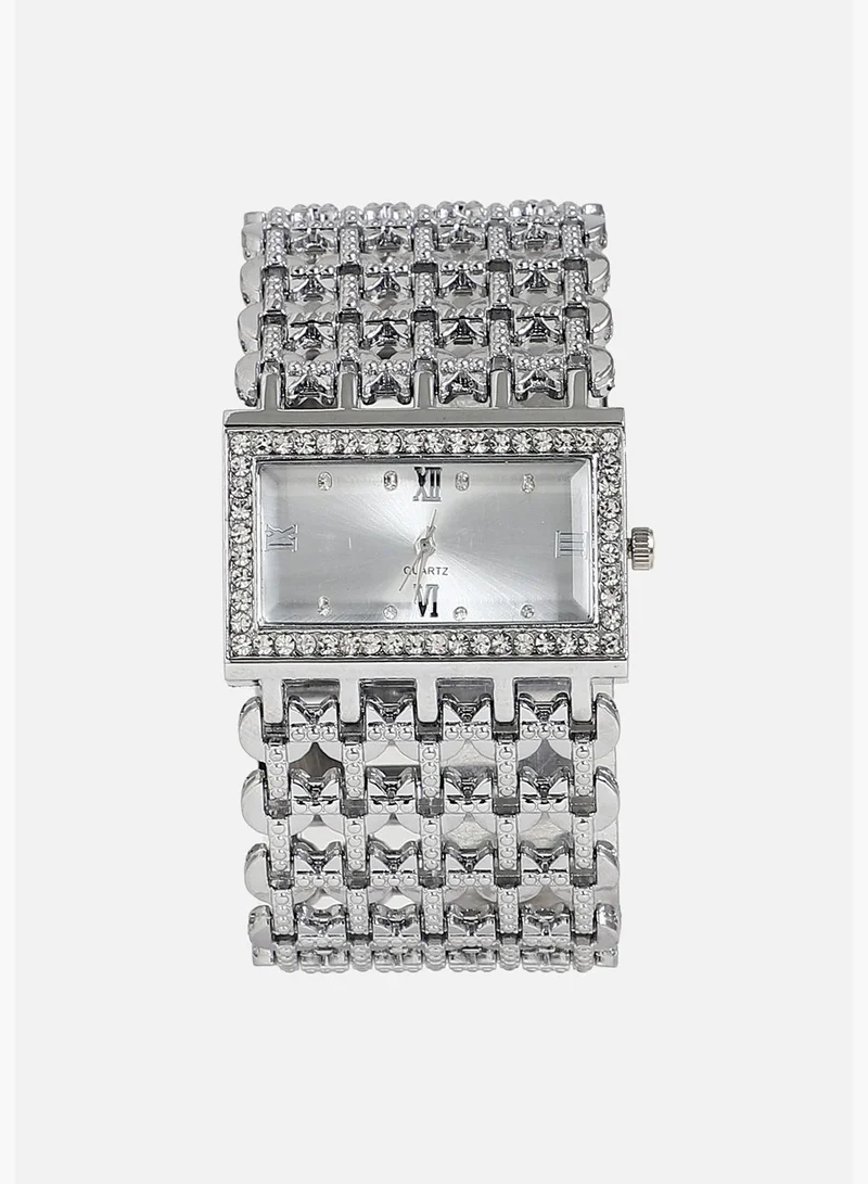 Haute Sauce Stainless Steel Strap Casual Rectangular Analog Watch For Women