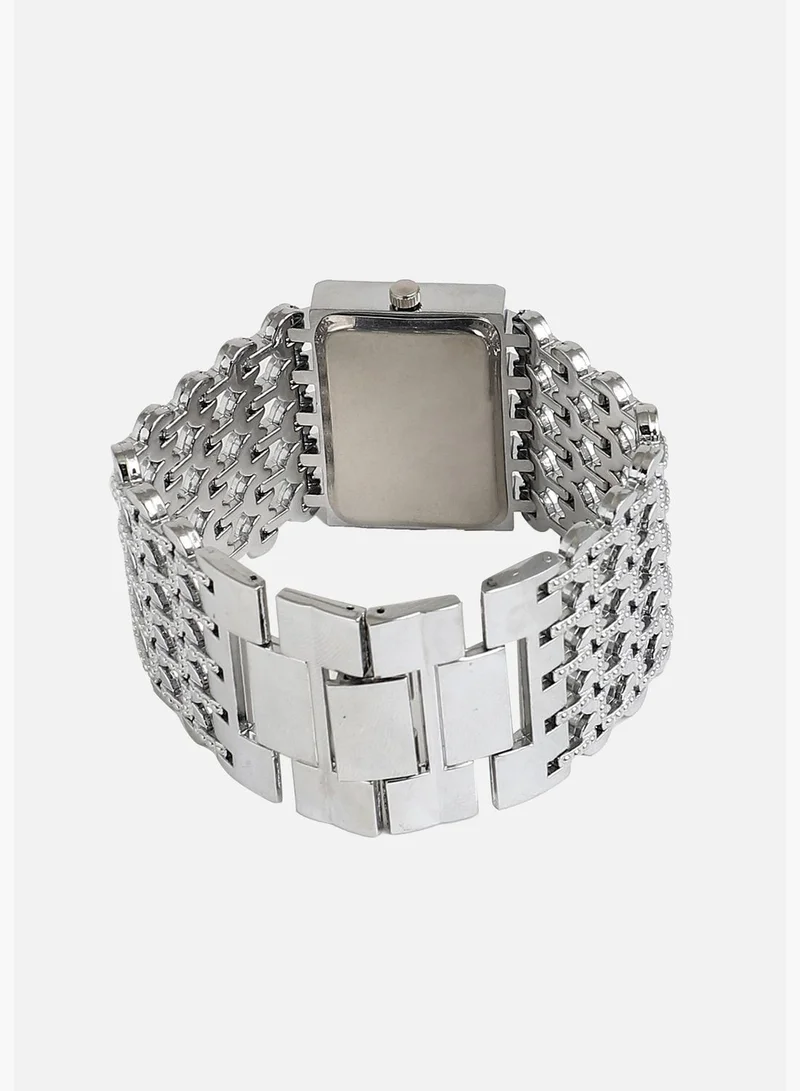 Haute Sauce Stainless Steel Strap Casual Rectangular Analog Watch For Women