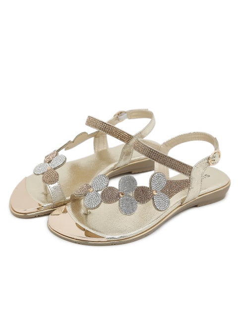 Stylish And Comfortable Flat Flat Open-Toed Rhinestones With Elastic Sandals For Women Grey