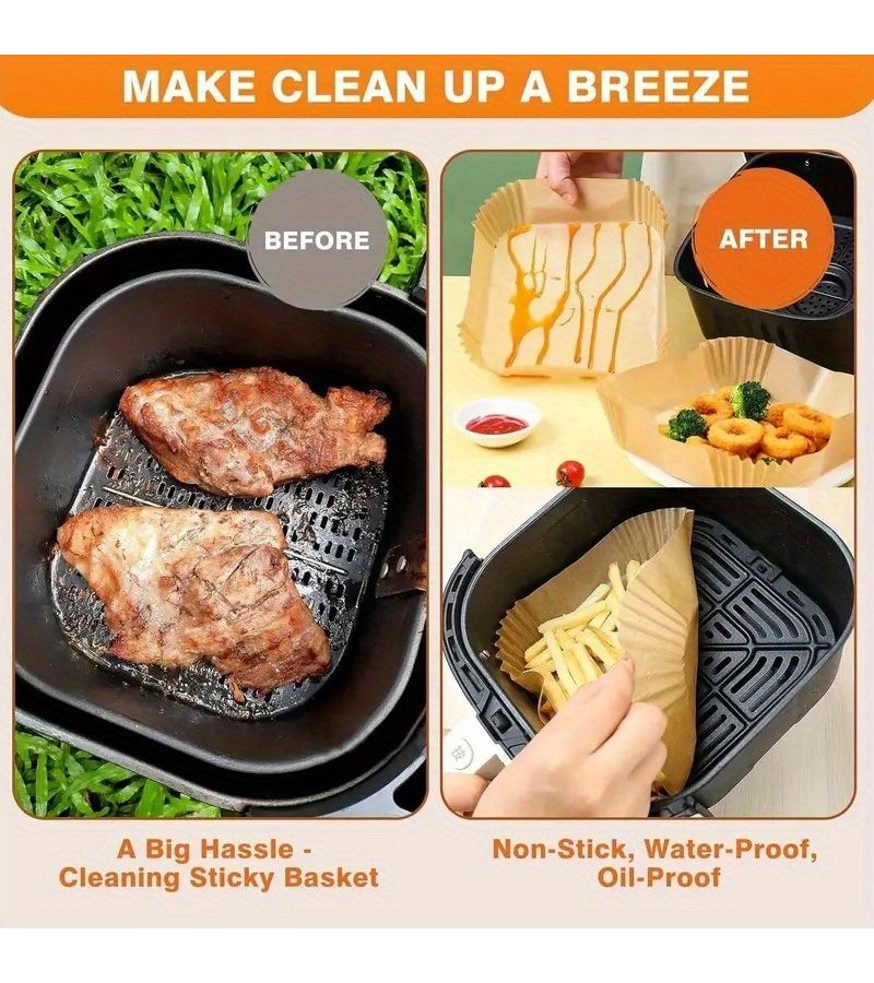 150 Disposable Non Stick Baking Sheet Paper Yellow High Heat Resistance Splash Proof Design Easy to Clean Suitable for Ovens Frying Pans Kitchenware Baking Roasting Microwave - Image 1