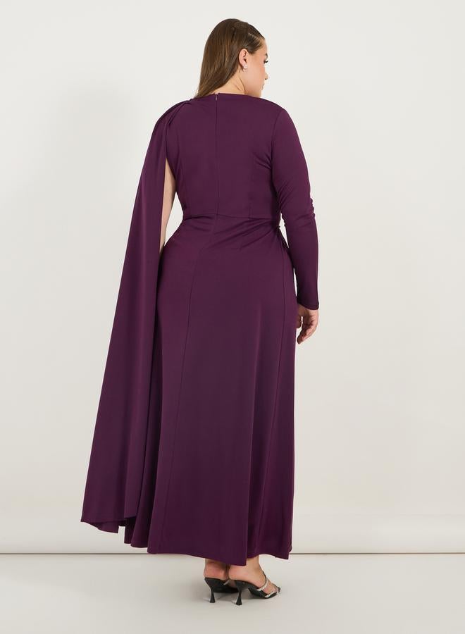 Styli Asymmetric Cape Maxi Dress - Image 5