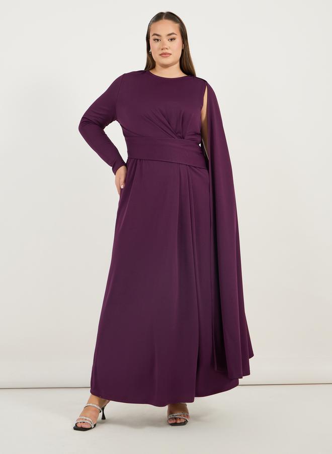 Styli Asymmetric Cape Maxi Dress - Image 3
