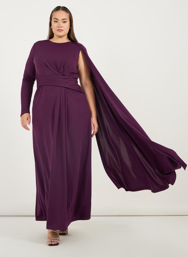 Styli Asymmetric Cape Maxi Dress - Image 1