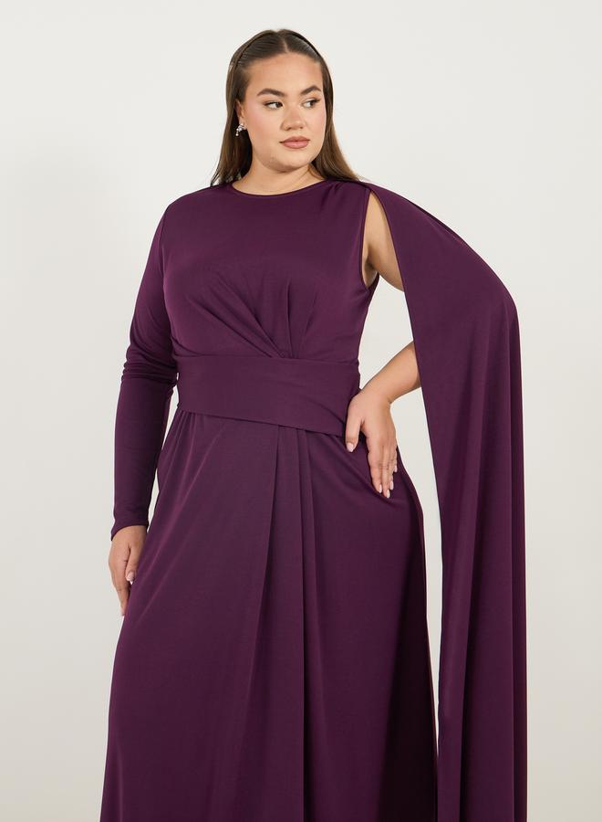 Styli Asymmetric Cape Maxi Dress - Image 2