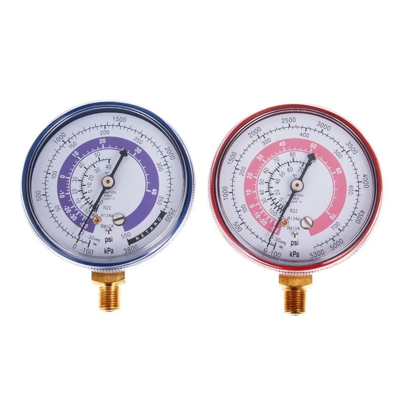 gohantee مقاييس ضغط مكيف الهواء لـ R410A R134A R22 PSI PA، مقياس ضغط التبريد المنخفض والمرتفع 70 مم/2.7 بوصة - Image 1