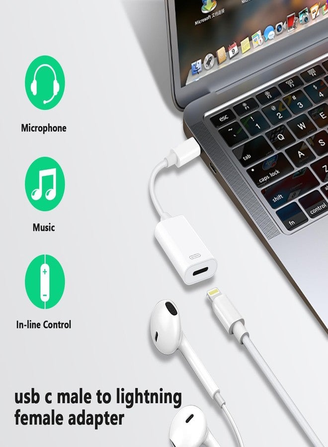 LecLooc USB C to Lightning Headphone Audio Adapter for iPhone 16 15 Plus Pro Max with Charge Data,Type C Male to Female Lightning Earphone Converter Dongle for iPad Pro Air Mini MacBook - Image 3