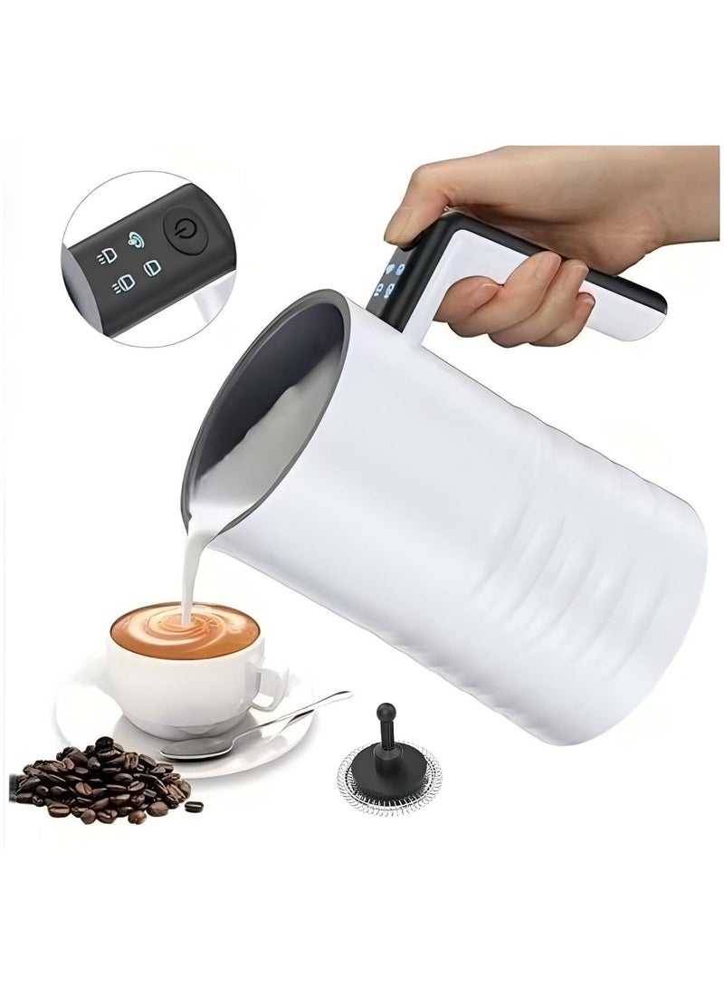 Electric Milk Frother and Steamer 4 in 1 Automatic Milk Warmer 400W Non-Stick Interior 580ml Hot/Cold Stainless Steel Milk Foam Maker for Coffee/Hot Chocolate Milk/Latte/Cappuccinos-White - Image 1