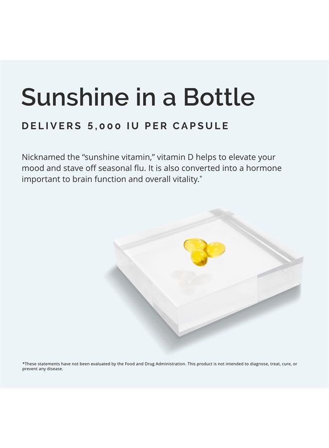 BrainMD by Dr Amen Vitamin D3 5000 - 100 Softgels - High Potency Cholecalciferol - Gluten Free - 100 Servings - Image 3