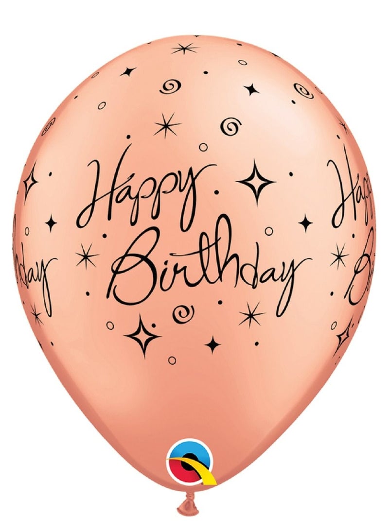 Qualatex 11" Birthday Elegant Sparkles & Swirls Rose Gold 25ct