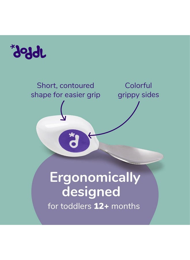 Doddl doddl Toddler Utensils, Ergonomic Fork and Spoon Set for Self Feeding, Stainless Steel Silverware for 1-3 Year Olds, BPA Free, Dishwasher Safe (Aqua)  - Image 3