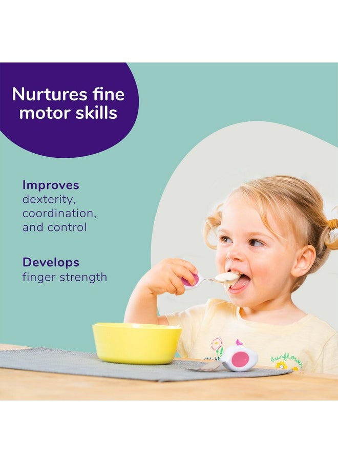 Doddl doddl Toddler Utensils, Ergonomic Fork and Spoon Set for Self Feeding, Stainless Steel Silverware for 1-3 Year Olds, BPA Free, Dishwasher Safe (Aqua)  - Image 4