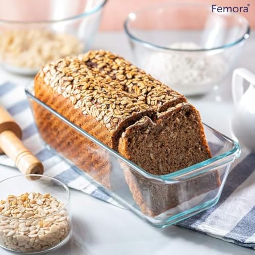 Femora Borosilicate Glass Baking Dish | 1 Year Warranty | Microwave Safe, Baking Tray for Microwave Oven, Oven Safe Cookware, Baking Dish for Oven, Transparent, Rectangle (Set of 1-1800 ml) - Image 2