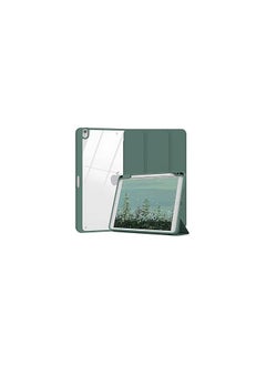 Slim Hybrid Case for iPad 9th/8th/7th Generation (2021/2020/2019) 10.2 Inch - [Built-in Pencil Holder] Shockproof Cover with Clear Transparent Back Shell green