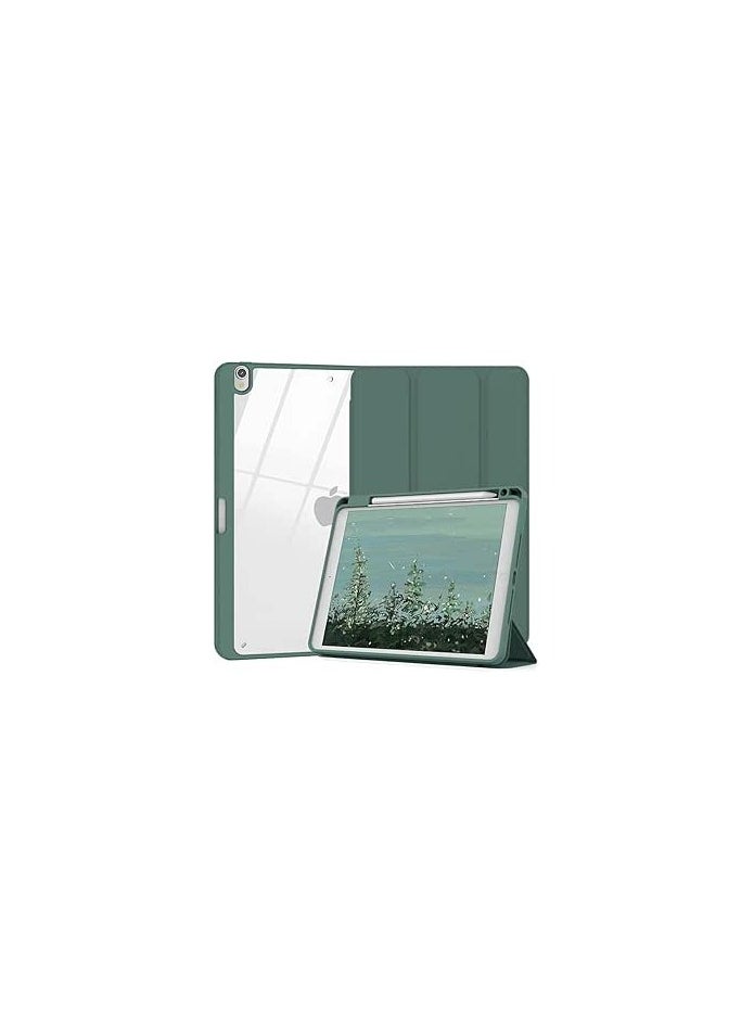 EVO Slim Hybrid Case for iPad 9th/8th/7th Generation (2021/2020/2019) 10.2 Inch - [Built-in Pencil Holder] Shockproof Cover with Clear Transparent Back Shell green 