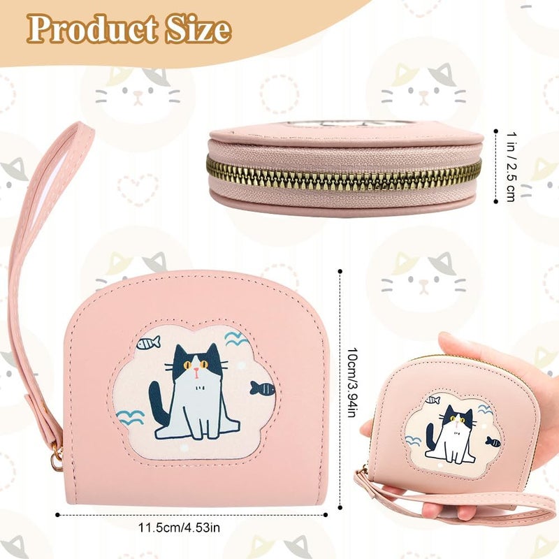 Girls Cute Cat and Fish Small Wallet with Zipper and Wrist Strap - Image 5