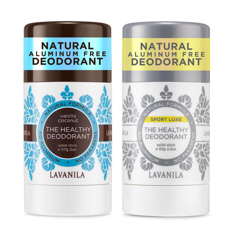 Lavanila Aluminum Free Natural Deodorant for Girls Vanilla Coconut  Sport Luxe 2oz Each  The Healthy Deodorant  Solid Stick Vegan