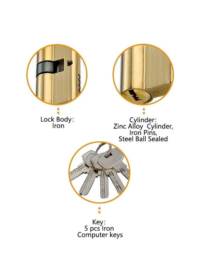 Generic Door Lock Cylinder With 5 Computer Keys 60mm  - Image 3