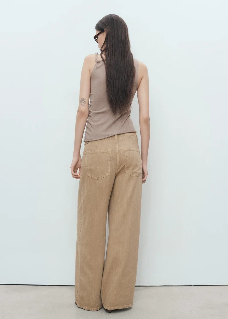 مانجو بلوزة محبوكة غير متماثلة بأشرطة