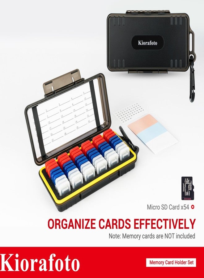 Kiorafoto, Micro SD Card Holder with 54 Packs, 3 Colors Clear Plastic Micro SD Card Case for TF Micro SD SDXC SDHC Card Waterproof Shockproof Dustproof Memory Card Case - Image 2