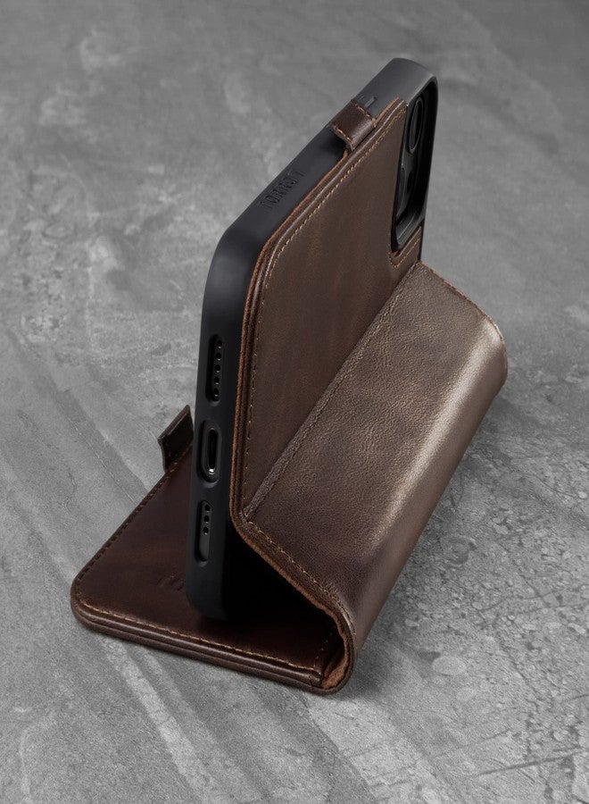TORRO Case Compatible with iPhone 13 Pro Max - Premium Leather Wallet Case with Kickstand and Card Slots (Dark Brown) - Image 3