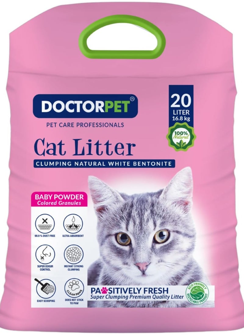 DoctorPet - Doctor Pet Clumping Natural White Bentonite Baby Powder Cat Litter - 10L - Image 1