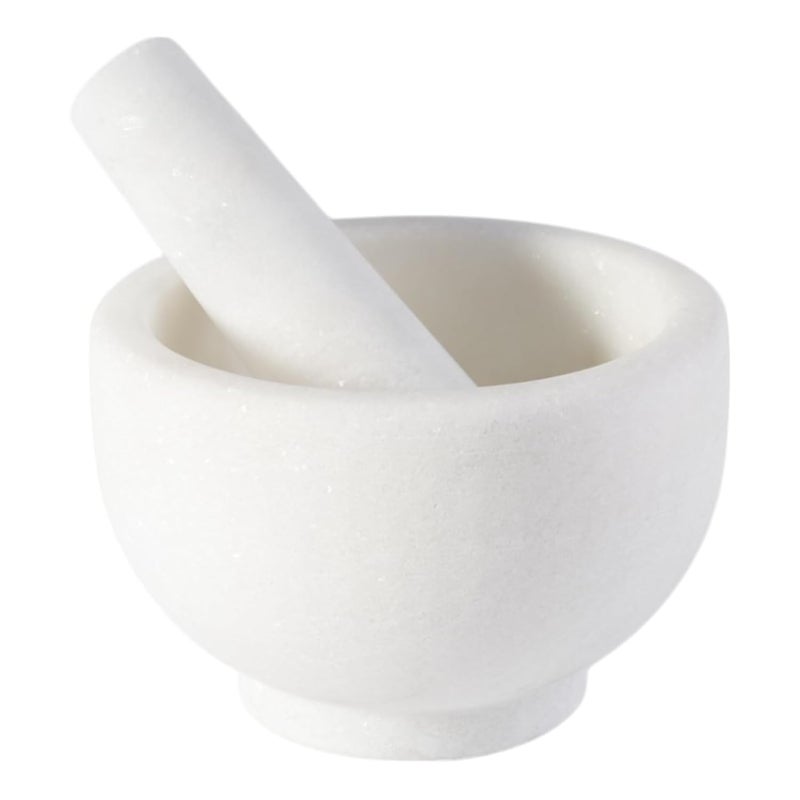 Koville Natural Marble Mortar and Pestle Set, 5" Unpolished Heavy Duty Grinder Bowl for Kitchen, Guacamole, Salsa, Pill Crusher, Spice, Herb, Marble Bowl for Kitchen Counter(Rough Surface Finished) - Image 1